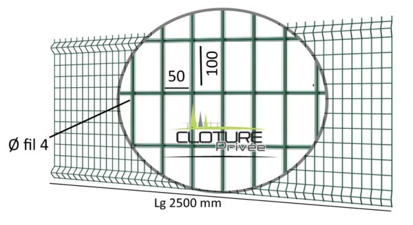 Grillage / Panneau Rigide Brico - LG 2m50 - 100x55 - fil 4 mm