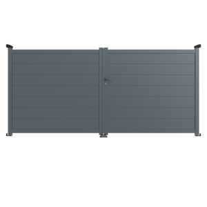 Portail 2 vantaux aluminium plein anthracite HT 1m80