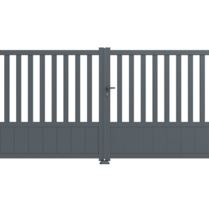 Portail 2 vantaux aluminium semi-ajouré anthracite HT 1.40m