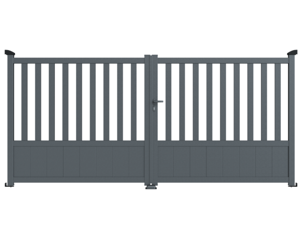 Portail 2 vantaux aluminium semi-ajouré anthracite HT 1.40m