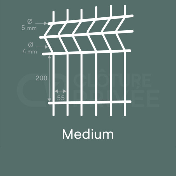 Grillage / Panneau Rigide Medium - LG 2m50 - 200x55 - fil 4/5 mm -